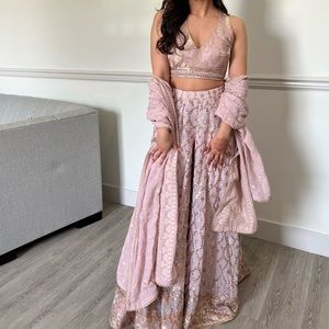 Pink sharara suit - size xs